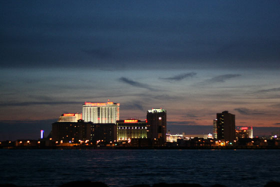 Atlantic City Casinos as seen form the Brigantine jetty at night 