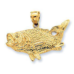 14k Gold Bass Fish Pendant 