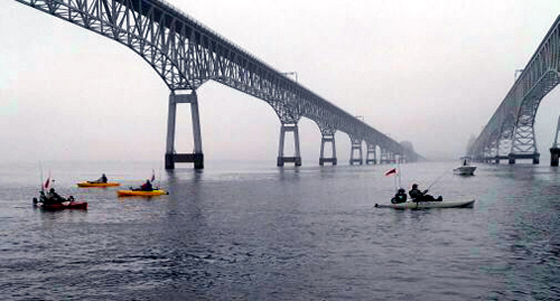 Kayaks Fishing the Chesapeake Bay-Bridge Tunnel